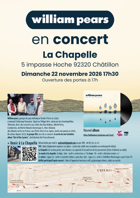 William Pears en concert La Chapelle 2026